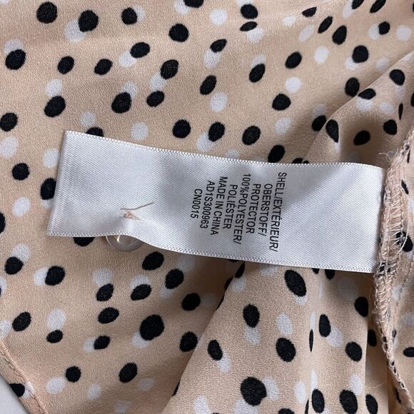 ADRIANNA PAPELL Peach Polka Dot Blouse Sleeveless Tank Pleated Smocked Sz S - Picture 5 of 8